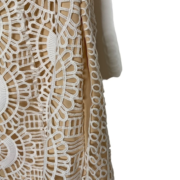 Line And Dot White Bridal Crochet Eyelet Off The Shoulder Lace Dress Size Large - Picture 12 of 14